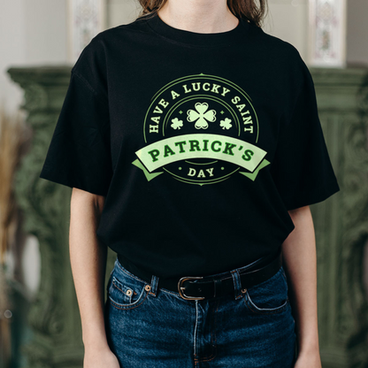 Lucky Saint Patrick's Day Shirt - St. Paddy's Day Lucky Irish Shamrock Leaf Clover Flag Beer T-Shirt T-Shirt   