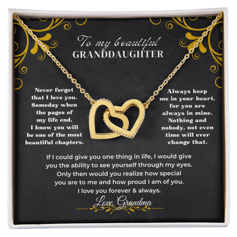 To My Beautiful Granddaughter - Interlocked Hearts Necklace Gift Set - SS1V317 Jewelry ShineOn Fulfillment