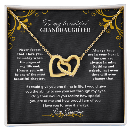 To My Beautiful Granddaughter - Interlocked Hearts Necklace Gift Set - SS1V317 Jewelry ShineOn Fulfillment