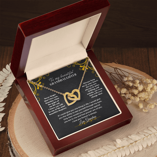 To My Beautiful Granddaughter - Interlocked Hearts Necklace Gift Set - SS1V317 Jewelry ShineOn Fulfillment