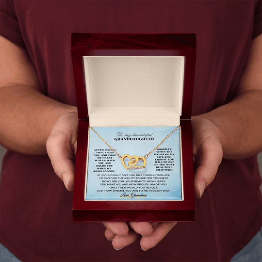 To My Beautiful Granddaughter - Intertwined Hearts Keepsake Necklace Gift Set - SSV4117 Jewelry ShineOn Fulfillment