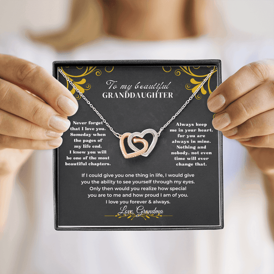 To My Beautiful Granddaughter - Interlocked Hearts Necklace Gift Set - SS1V317 Jewelry ShineOn Fulfillment
