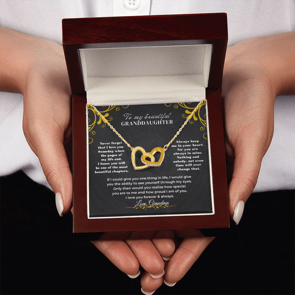 To My Beautiful Granddaughter - Interlocked Hearts Necklace Gift Set - SS1V317 Jewelry ShineOn Fulfillment