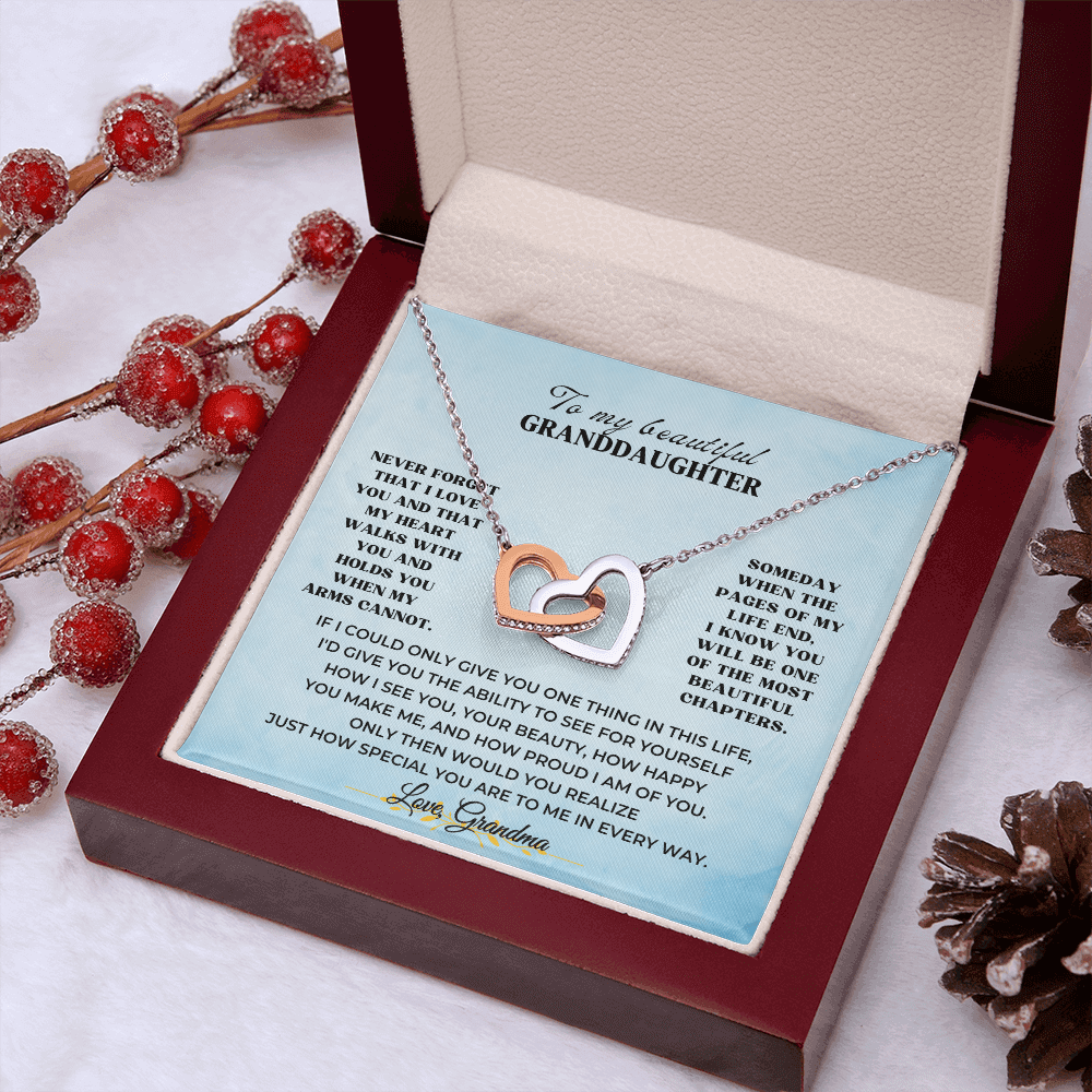 To My Beautiful Granddaughter necklace with heartfelt message, perfect meaningful milestone christmas or birthday gift for granddaughter.