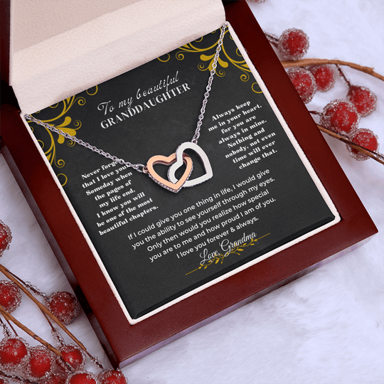To My Beautiful Granddaughter - Interlocked Hearts Necklace Gift Set - SS1V317 Jewelry ShineOn Fulfillment