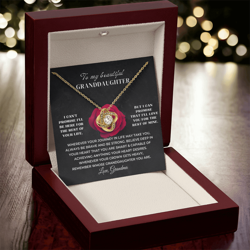 Sentimental "Brave & Strong" necklace in gift box, meaningful milestone graduation or birthday gift for granddaughter.
