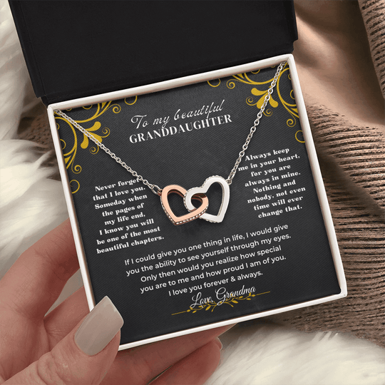 To My Beautiful Granddaughter - Interlocked Hearts Necklace Gift Set - SS1V317 Jewelry ShineOn Fulfillment